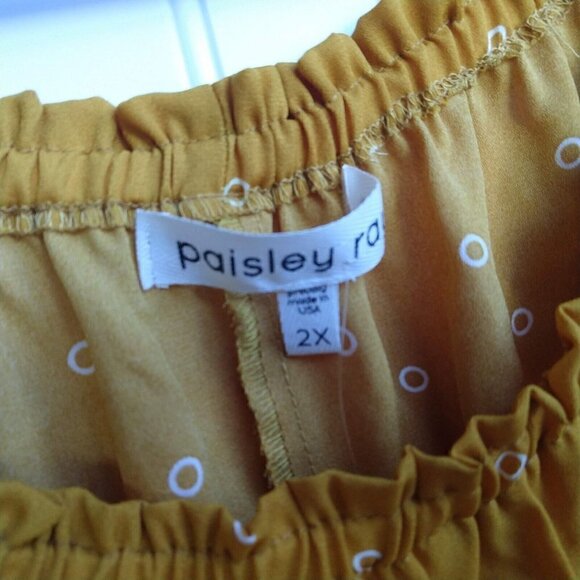 Paisley Raye Willow Yellow Off the Shoulder Peasant Top Plus Size 2X NWT USA - Picture 9 of 12